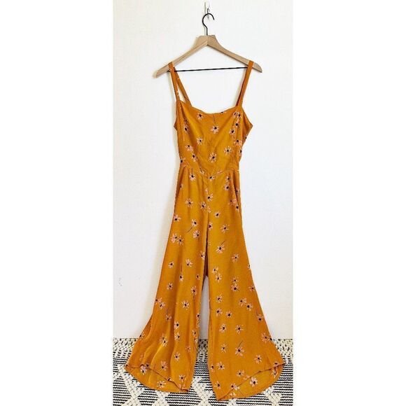 Faithfull The BranD Anthropologie Wide Leg Jumpsuit Floral Orange Size L - Picture 2 of 10